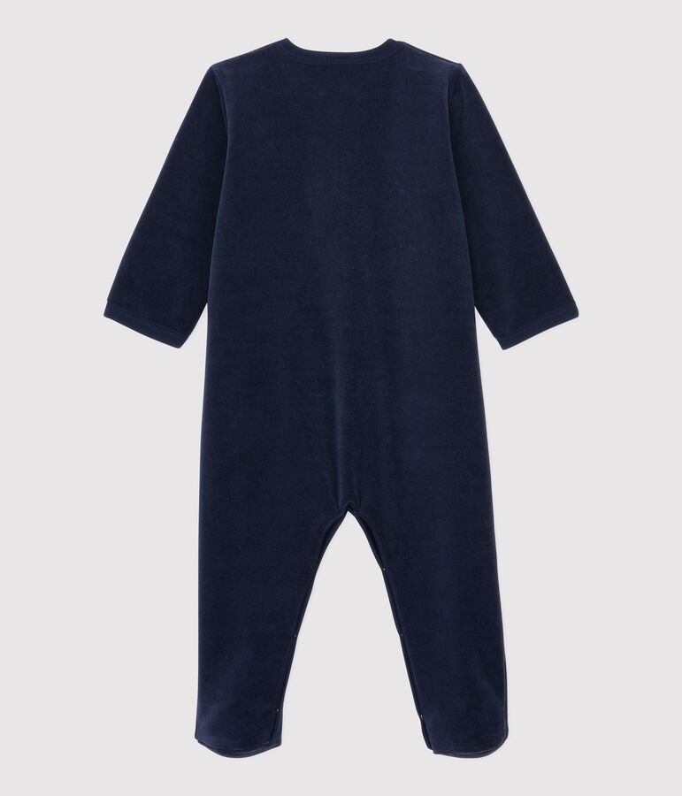 Babies' Navy Velour Sleepsuit blue